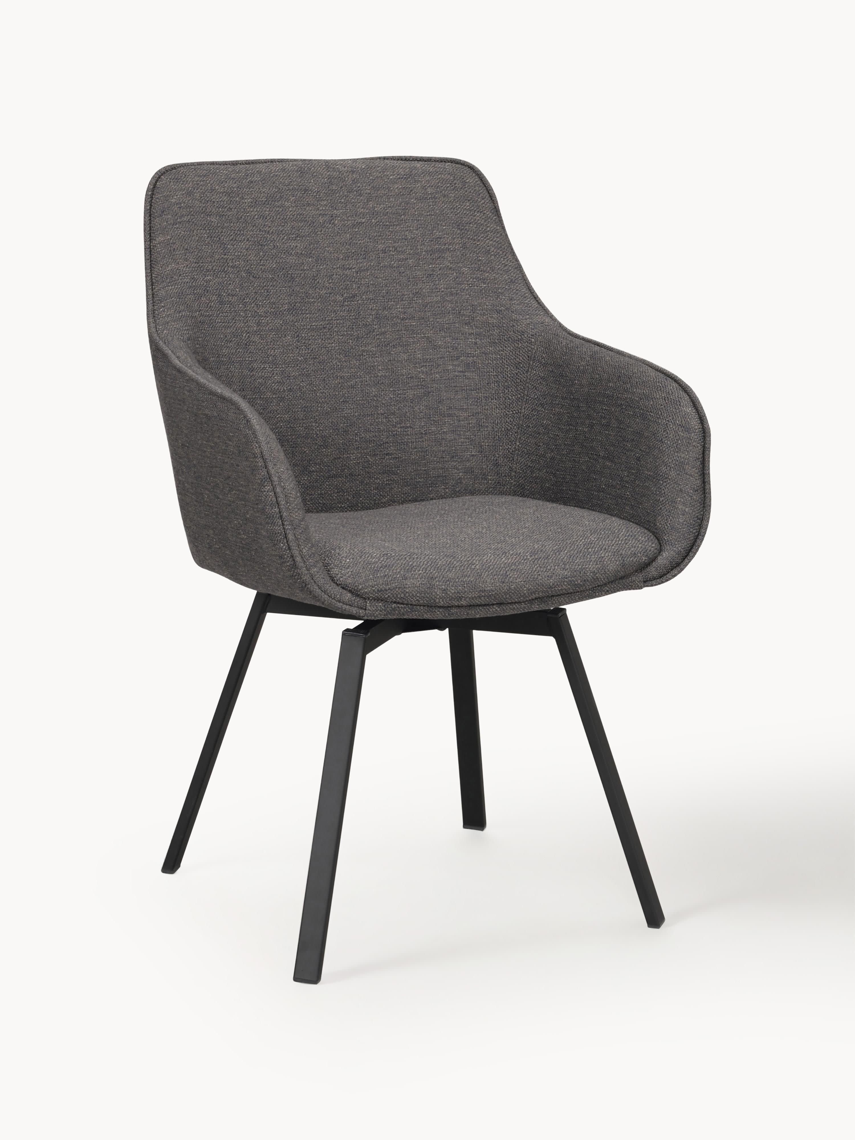 Rowico Home Alison swivel armchairs, set of 2 - Anthracite and black woven fabric
