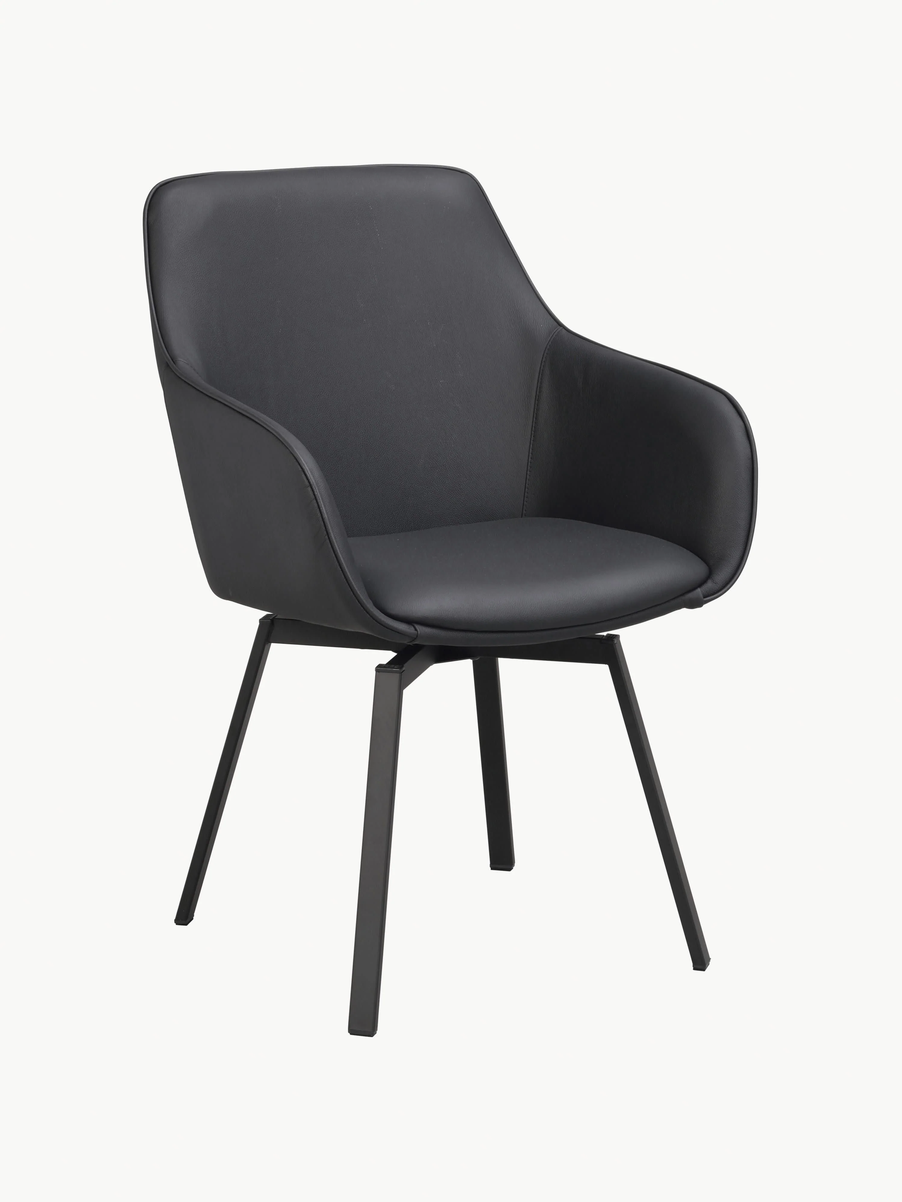Rowico Home Alison swivel armchairs, set of 2 - Black leather, black
