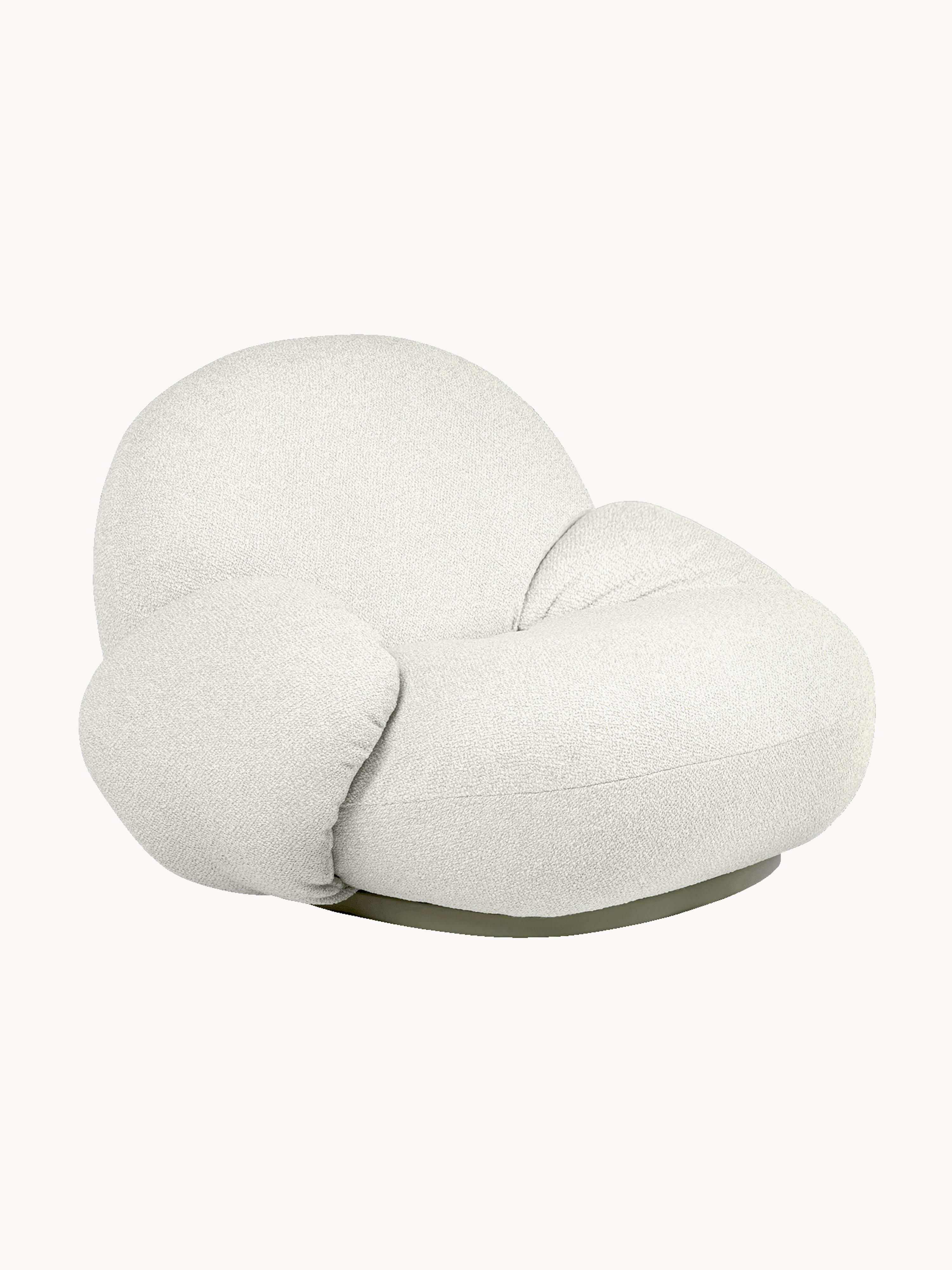 gubi Pacha swivel bouclé garden armchair, Bouclé Off White, Greige