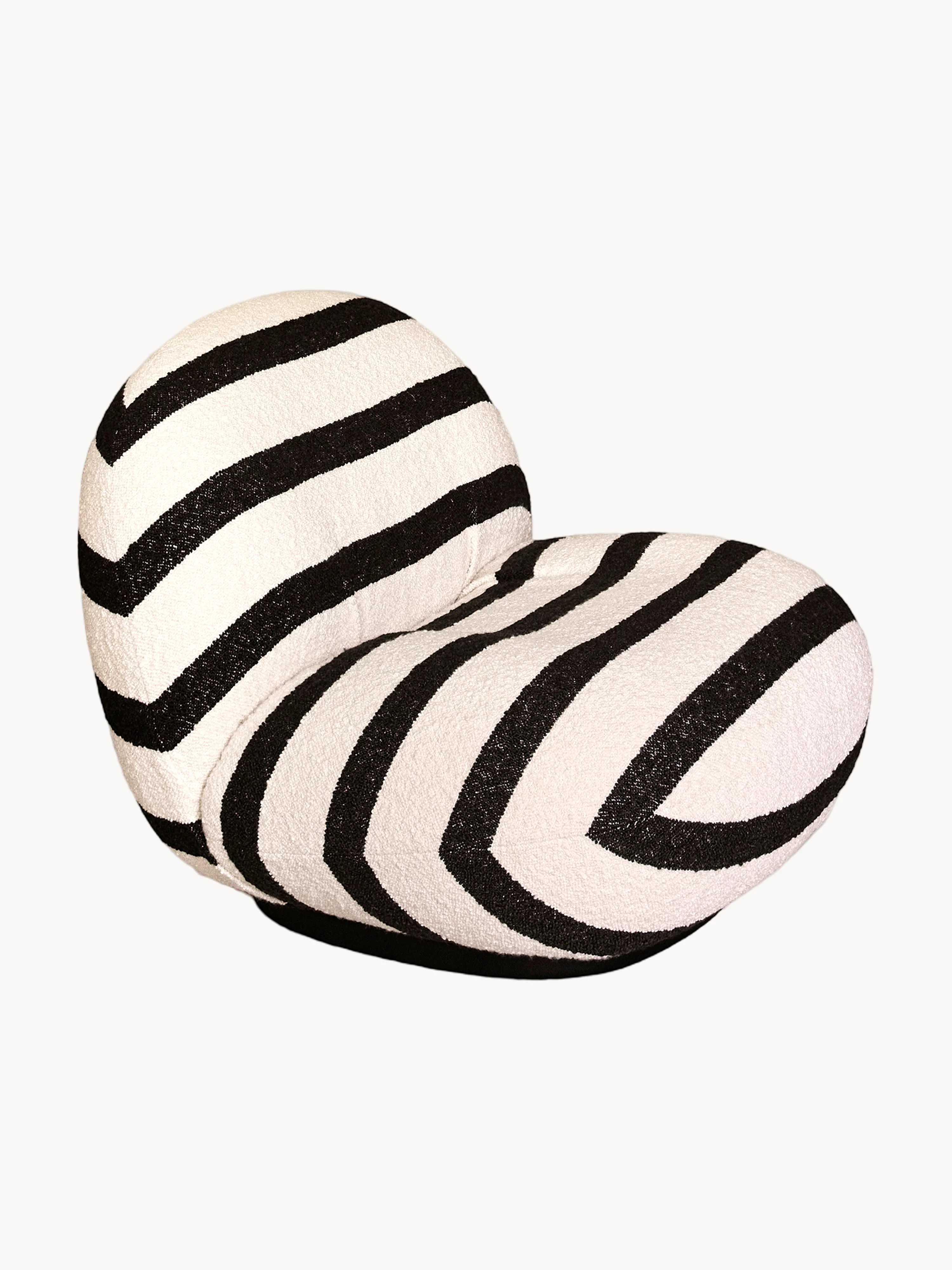 Pacha swivel lounge chair, GUBI for UNICEF, Off White, Black