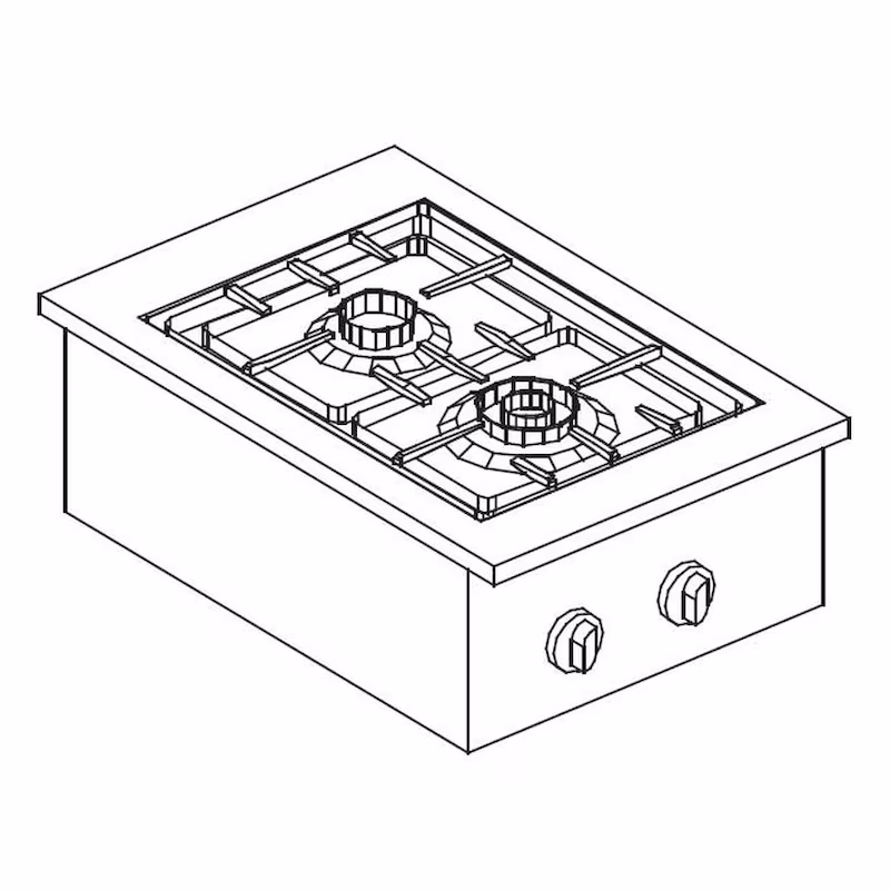 Drop-in gas hob, 2 burners, 7 kW