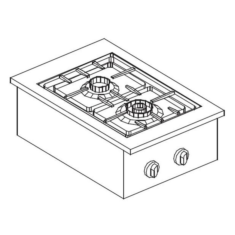Drop-in gas hob, 2 burners, 9 kW