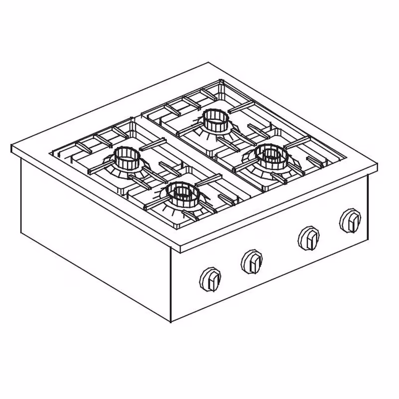 Drop-in gas hob, 4 burners, 14 kW