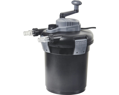 HEISSNER pond pressure filter set with 1500 l/h 25 W pump, integrated 7 W UVC pond clarifier, backwash system, for ponds with fish stock up to 1500 l
