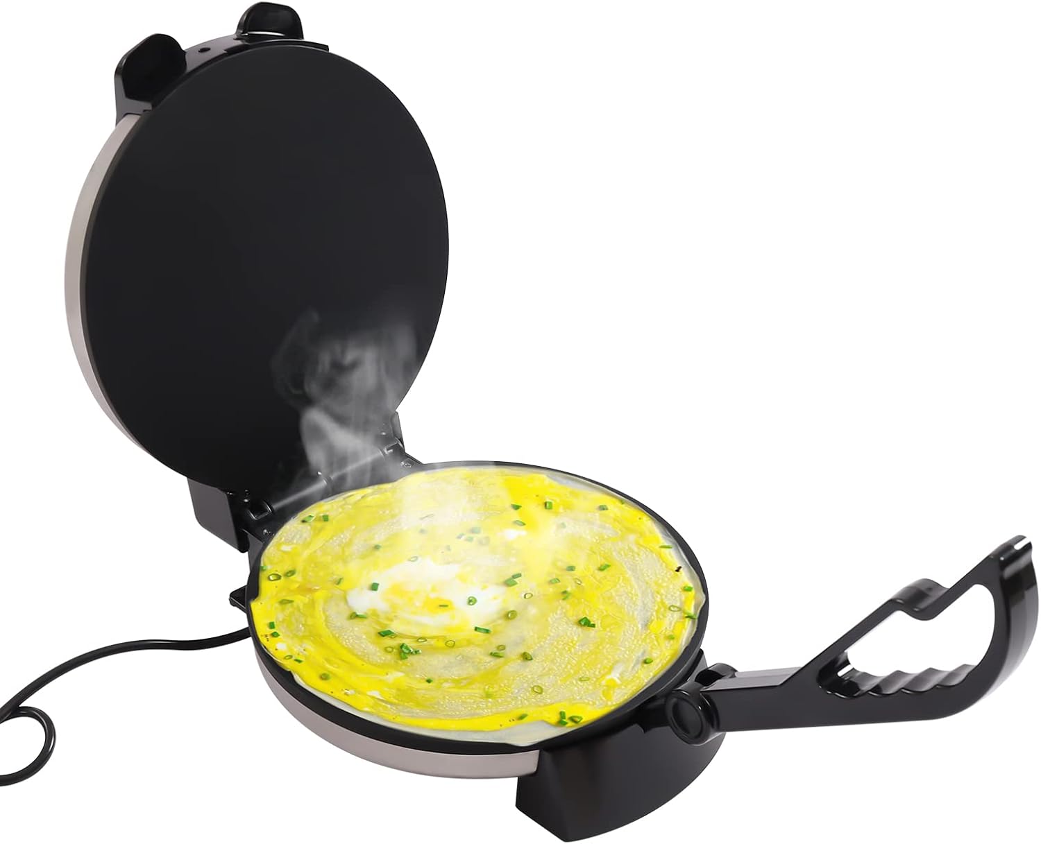 DHQCQL Roti Maker, 220 V 1800 W 32 cm Temperature Adjustable Electric Stainless Steel Tortilla Press, Automatic Non-Stick Tortilla Maker for Pancakes, Omelettes, Pancakes