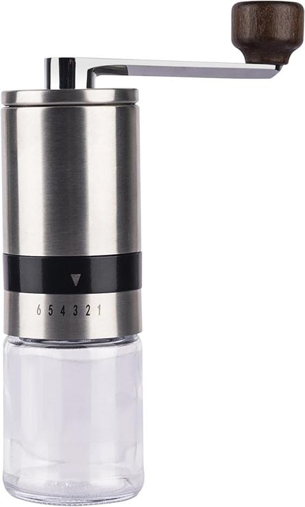 Fayisomia Manual Coffee Grinder Stainless Steel Hand Coffee Grinder Ceramic Burr 6 Adjustable Settings