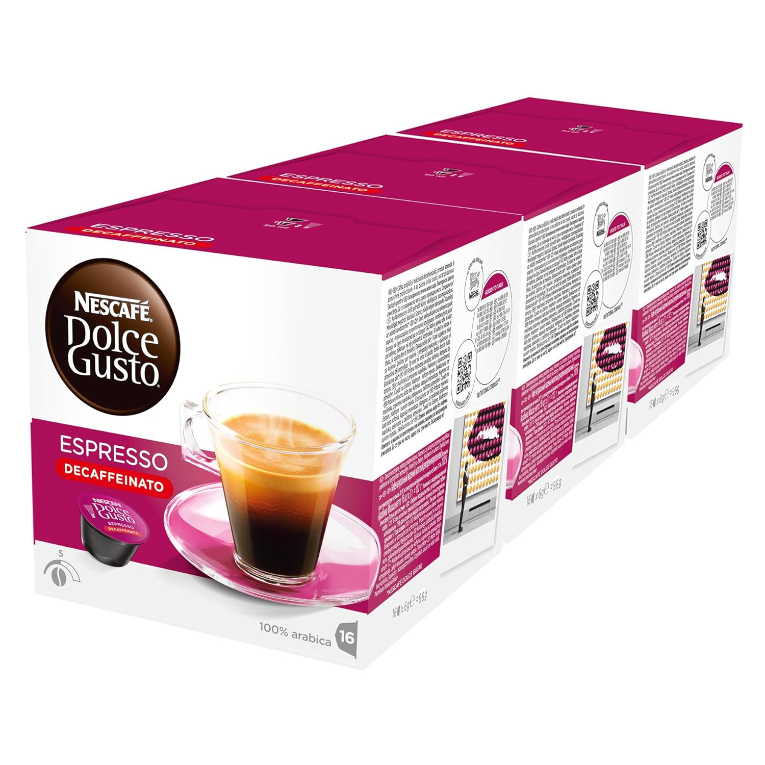 NESCAFE DOLCE GUSTO Nescafé Dolce Gusto Espresso Decaffeinato, Pack of 3 (48 Capsules)