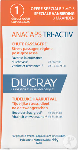 Ducray Anacaps Tri-Activ Temporary Hair Loss Treatment 90 Capsules