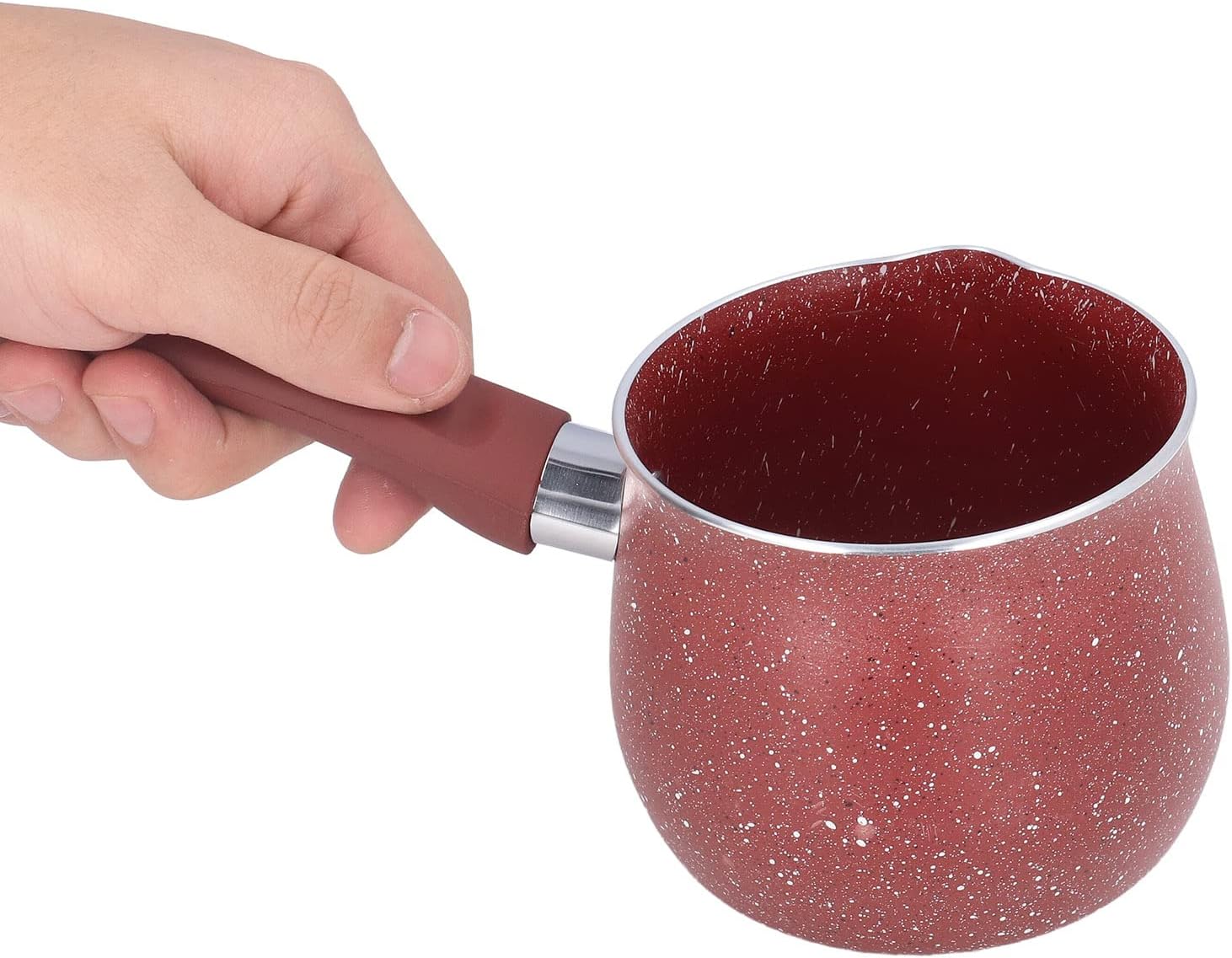 -Milk Pot Stainless Steel Turkish Coffee Pot for Coffee, Milk, Tea & Hot Chocolate on Stove - Red