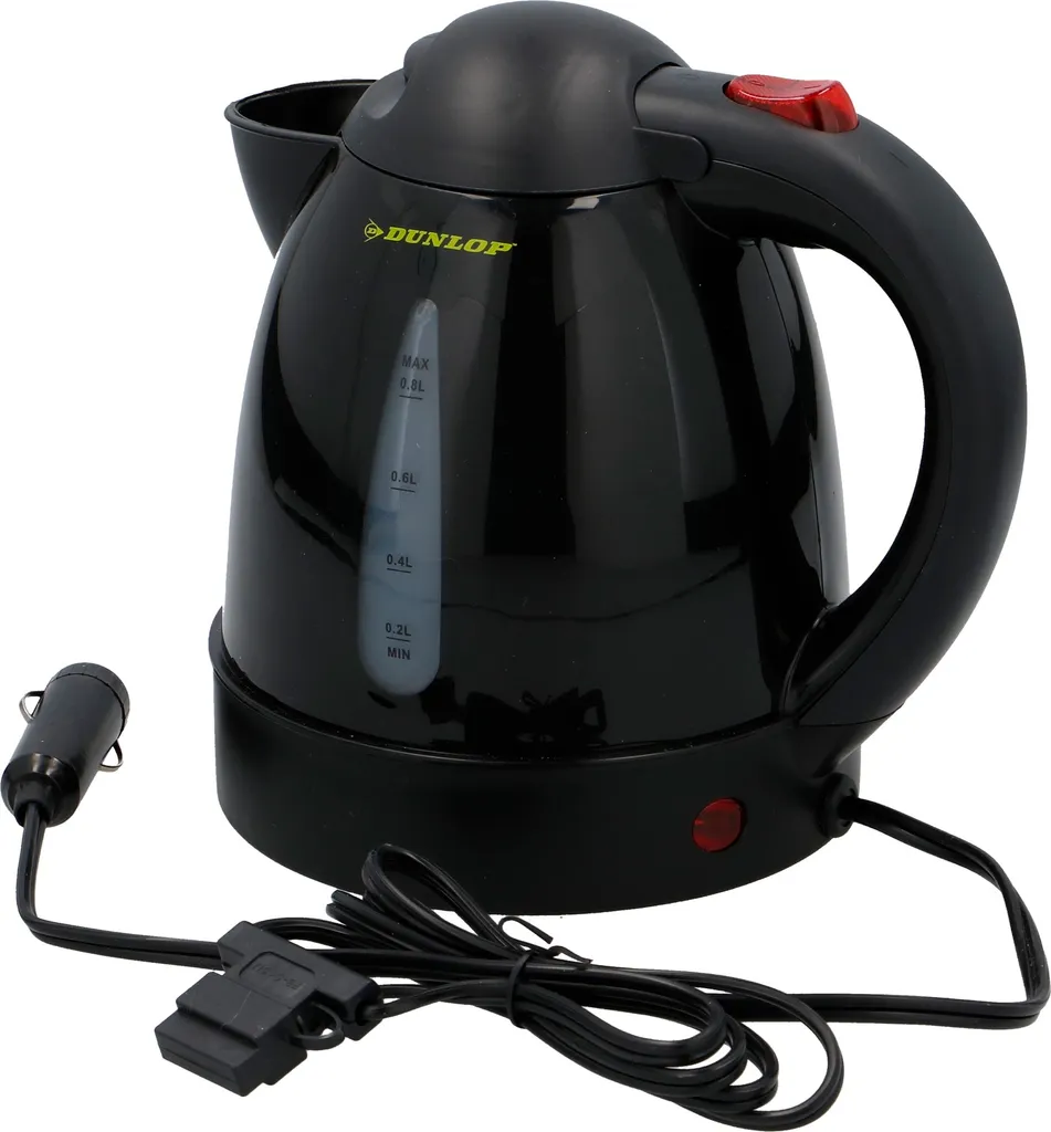 Dunlop - Electric Travel Kettle 12 Volt for Car/Truck - 0.8 L - Black