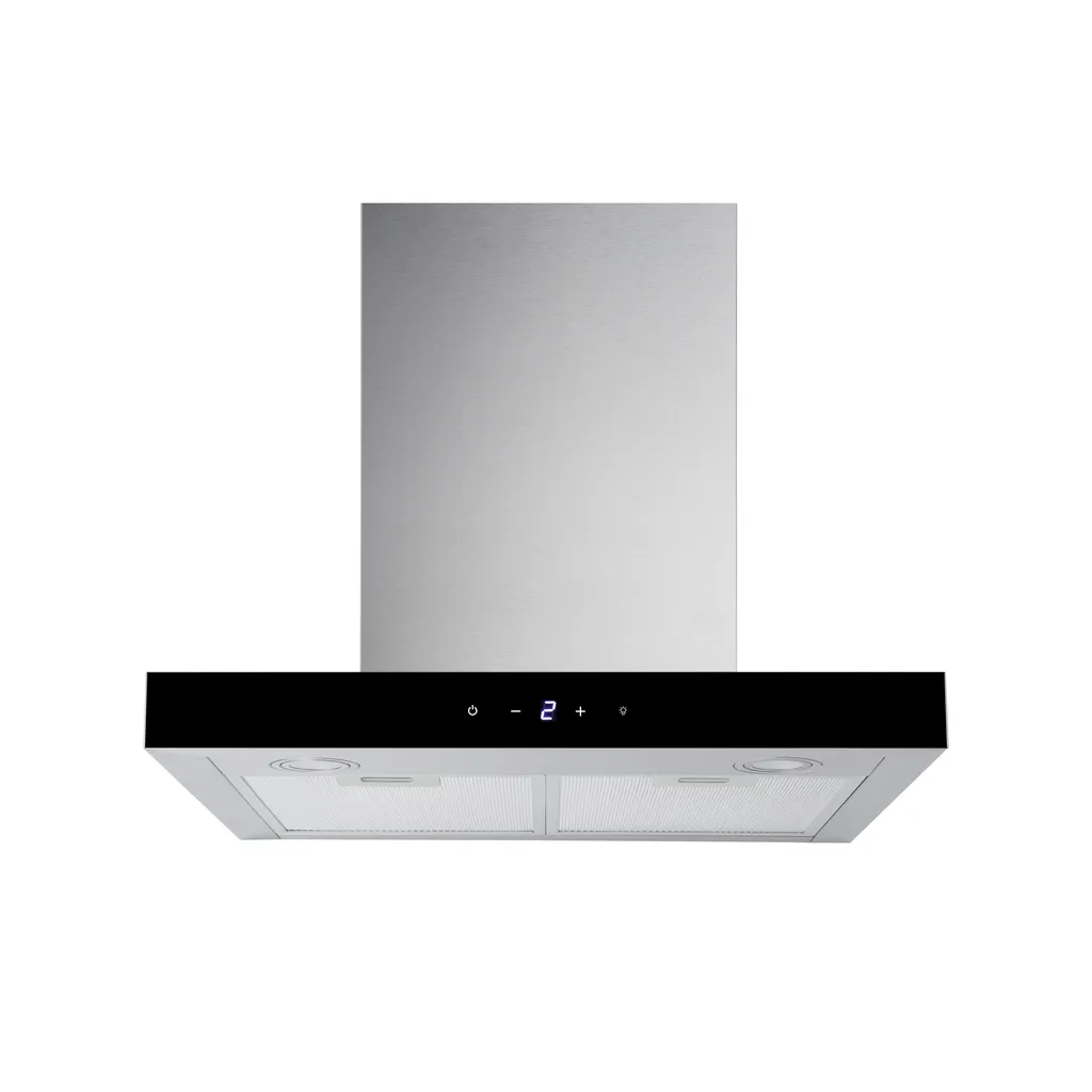 Respekta 60cm Block Extractor Hood, Stainless Steel, Black Glass, Touch Control
