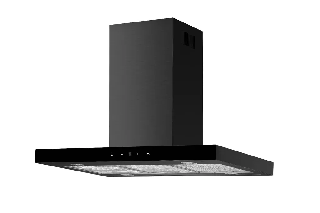 Respekta Island Cooker Hood, 90 cm Chimney Hood, Matte Black, Touch Control