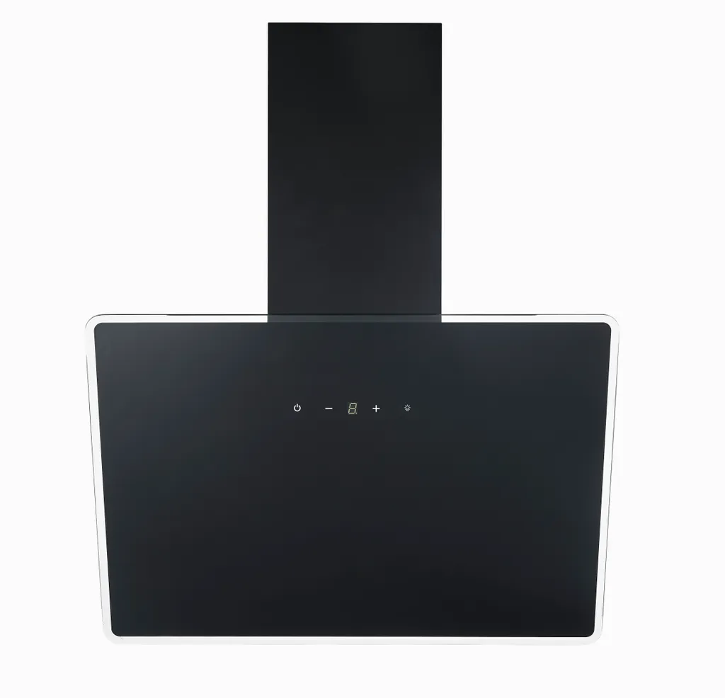 Respekta 60cm Head-Free Slanted Extractor Hood with Glass, Black, and LED