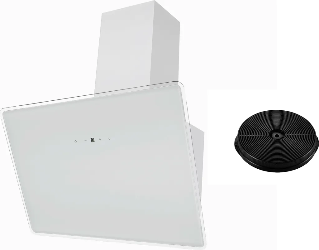 Respekta 60cm Head-Free Slanted Extractor Hood with Recirculation Kit, White with LED