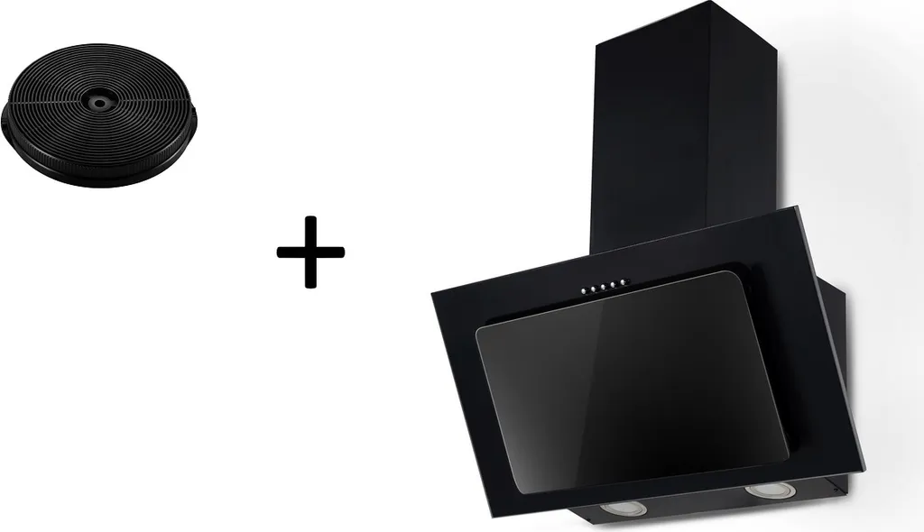 Respekta 60cm Black Slanted Cooker Hood with Filter