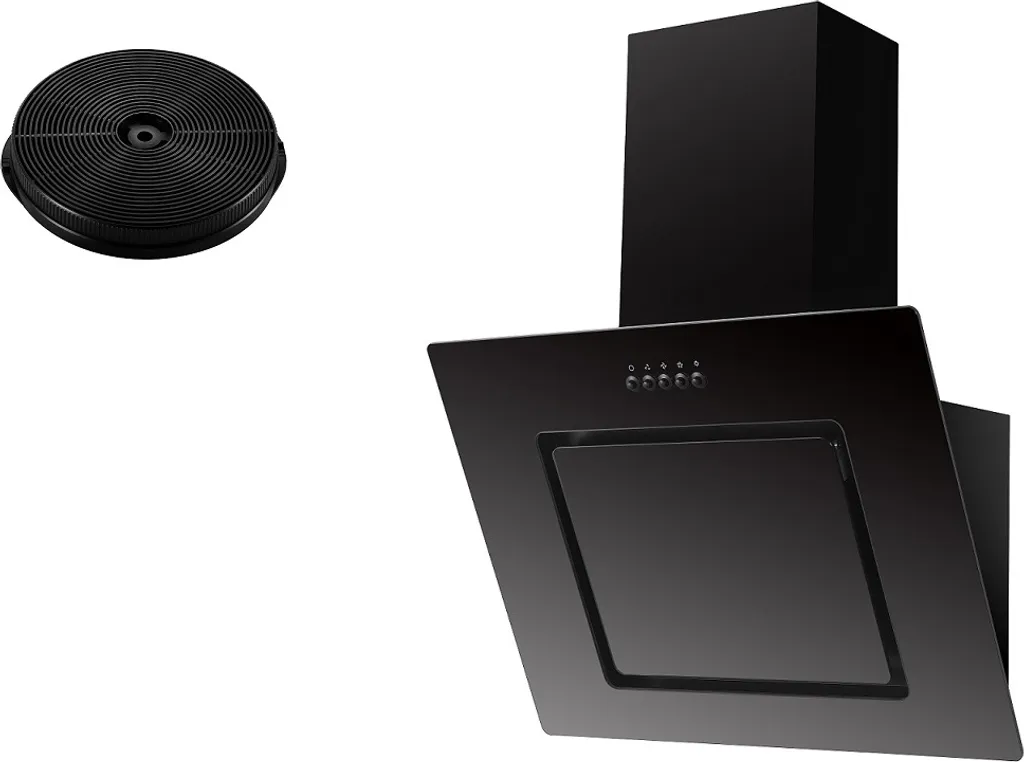 Respekta 60cm Black Slanted Cooker Hood with Filter