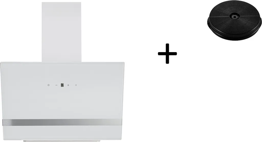 Respekta 60cm White Slanted Cooker Hood with Filter