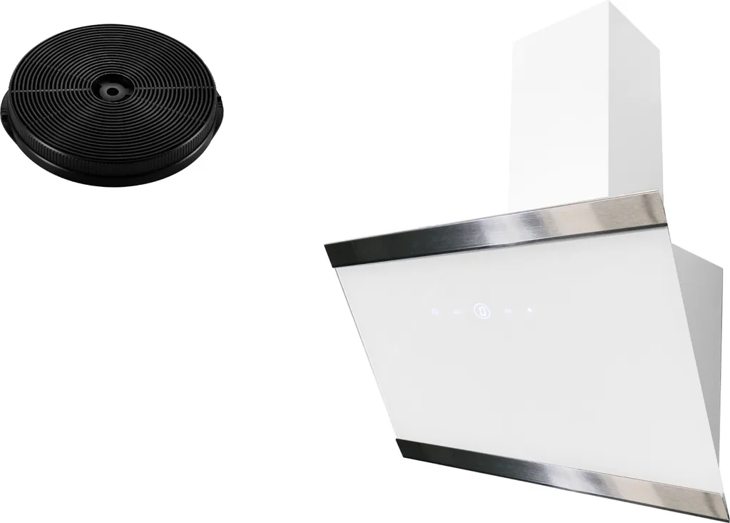 Respekta 60cm White Slanted Cooker Hood with Filter