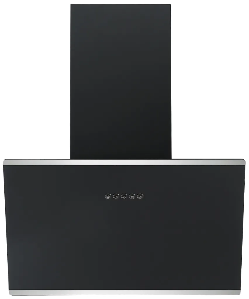 PKM Black extractor hood, 60cm wide, glass screen, chimney hood, wall hood