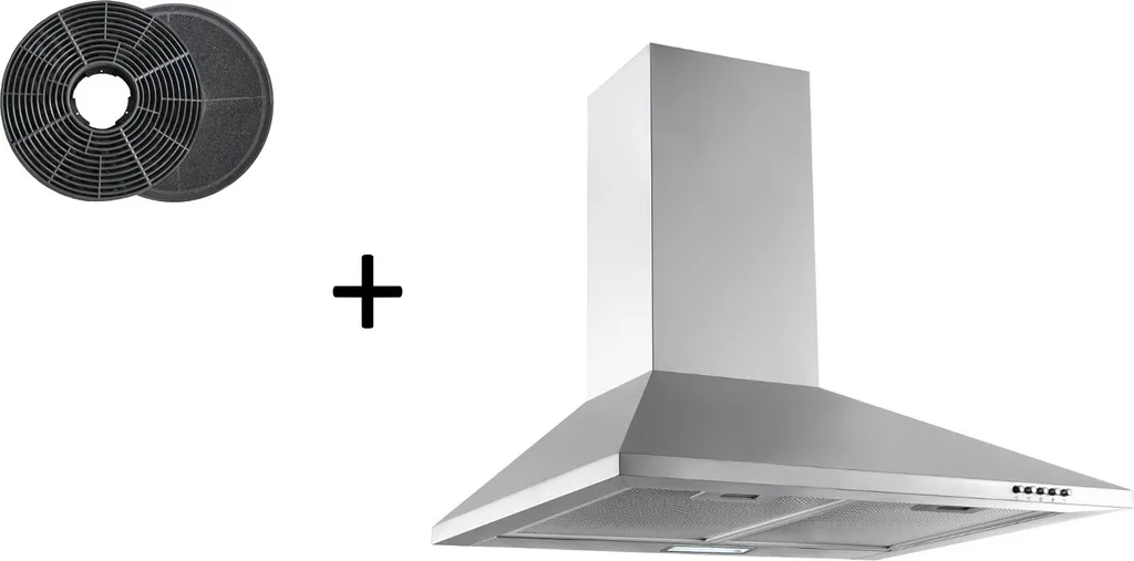 Respekta wall-mounted extractor hood, chimney hood, 60 cm, stainless steel with filter