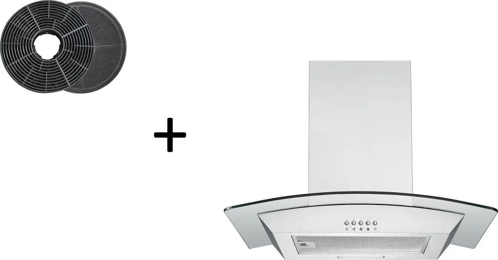 Respekta wall-mounted extractor hood, chimney hood, 60 cm, glass, stainless steel with filter