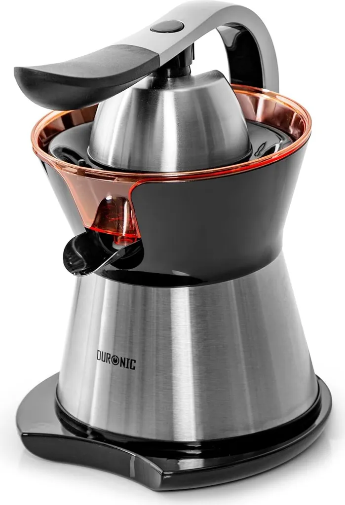 Duronic JE304 Electric Citrus Juicer | 300W Juicer | 400ml Capacity | Includes 2 Interchangeable Juicing Cones | Fruit and Orange Press | Juicer with Pulp Strainer | Slow Juicer