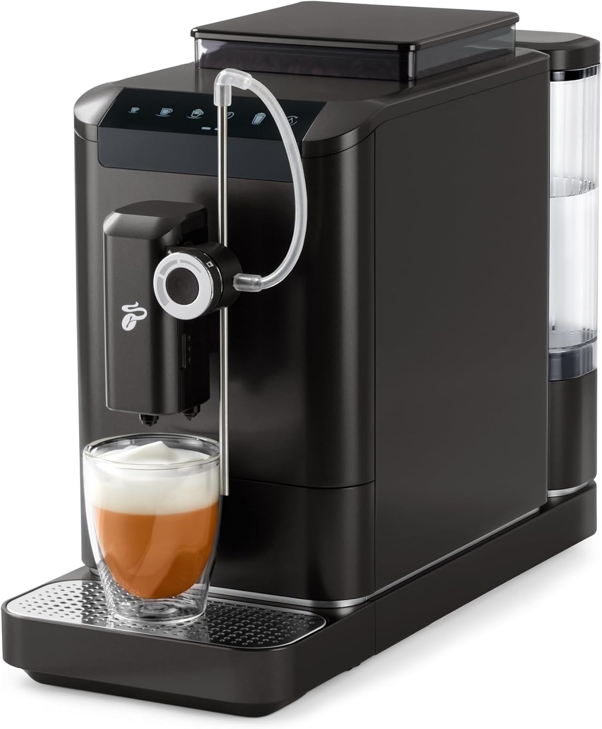 Tchibo Esperto2 Milk Fully Automatic Coffee Machine with One-Touch Milk Function and 2 Cup Function for Espresso, Caffè Crema, Cappuccino and Milk Froth, Granite Black