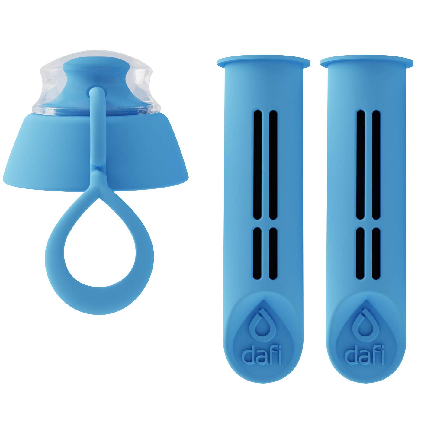DAFI Set of 3 Filters Suitable for DAFI Soft and Solid Water Filter Bottles Blue - Replaceable Filters, BPA Free - Removes the Taste and Odor of Chlorine