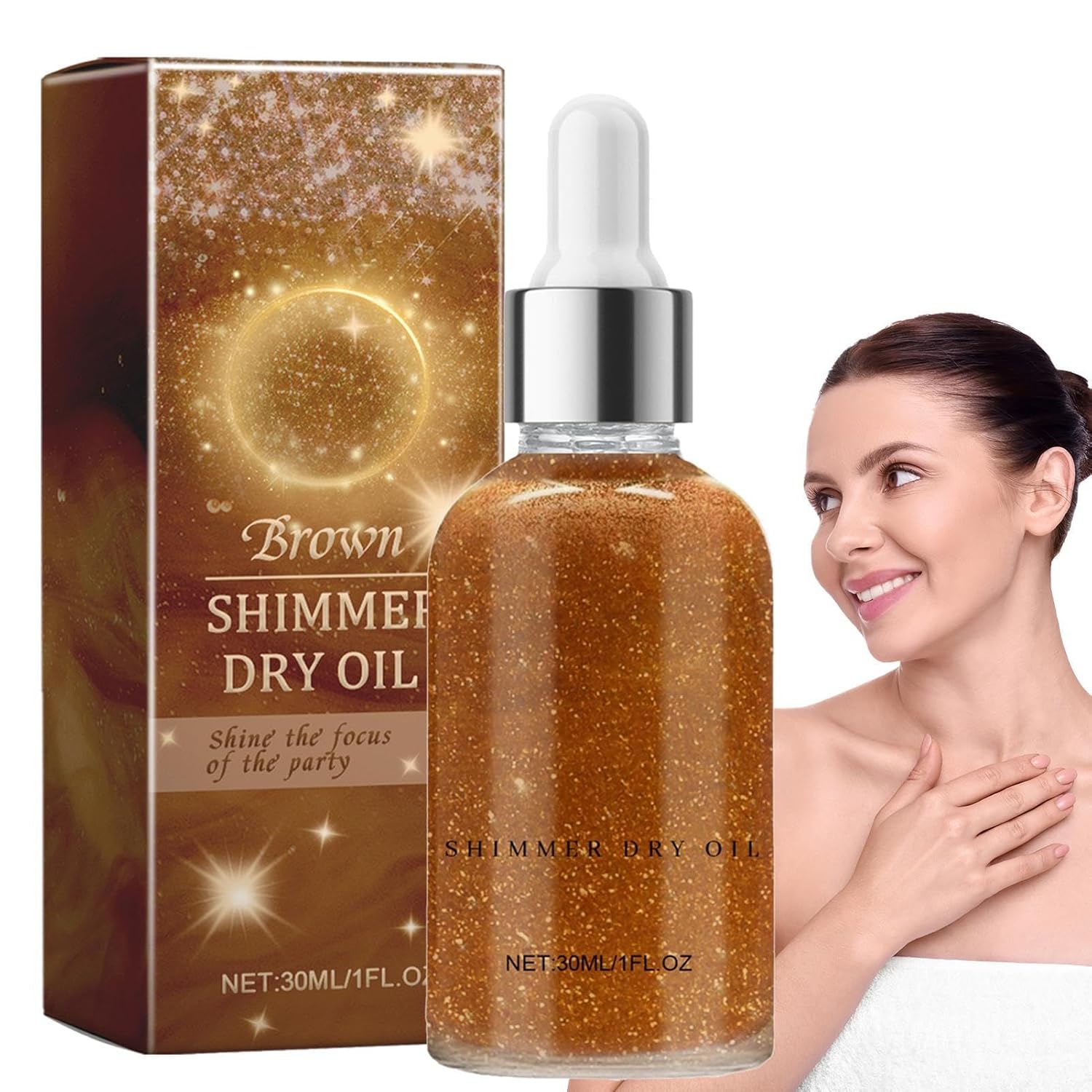 Generic Glitter Body Oil, Glitter Oil for Body, Shiny Body Oil, Brightening Body Makeup, Shiny Sequins for Face, Shoulders, Ye