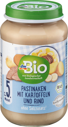 dmBio Menu Parsnips with potatoes and beef from the 5th month, Demeter, 190 g