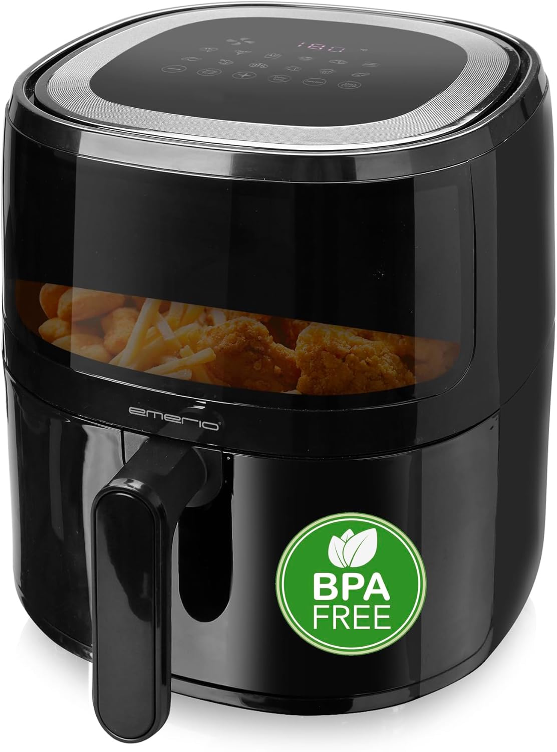 Emerio AF-129329.3 AirFryer Digital Hot Air Fryer with Viewing Window, 5 L Volume, 1500 W, Black