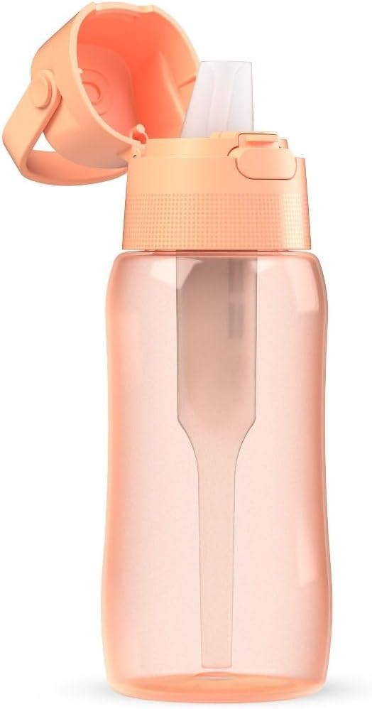 DAFI Store DAFI Solid Water Bottle with Filter and Straw 0.5 L Peach Fuzz - Water Bottle with Water Filter, BPA-Free, Sports Bottle with Filtered Water for Travel, Filter Bottle Outdoor + Activated Carbon Filter