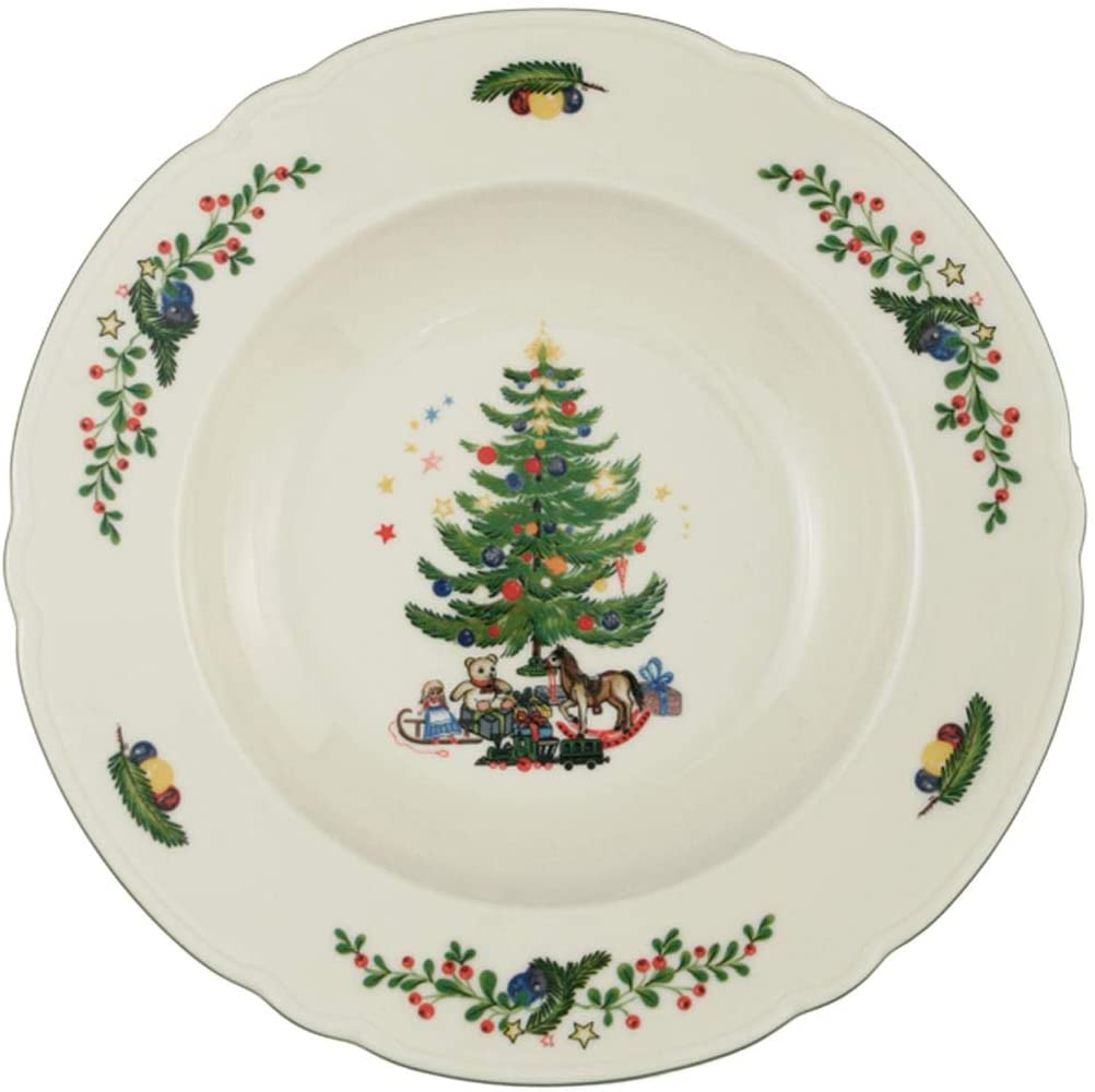 Seltmann Weiden Marieluise Christmas Round Soup Plate, Green/Multicoloured