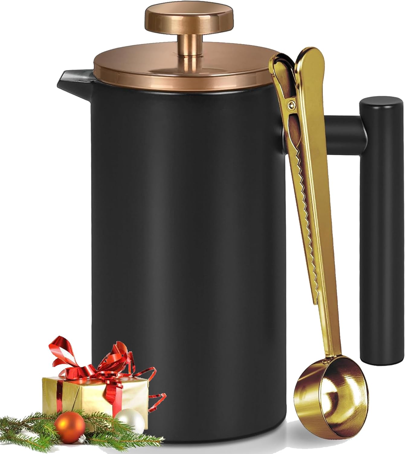 ​​French Press 1.5 L Stainless Steel - Double-Walled & Insulated for Camping, Party, Gift - Dishwasher Safe (6-8 Cups, Black)