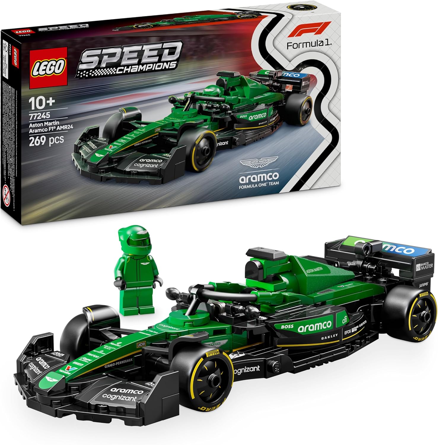 LEGO Speed ​​Champions Aston Martin Aramco F1 AMR24 Racing Car - Toy with Formula 1 Mini Figure to Collect - Buildable Model Car for Boys and Girls from 10 Years and Adult Motorsport Fans 77245
