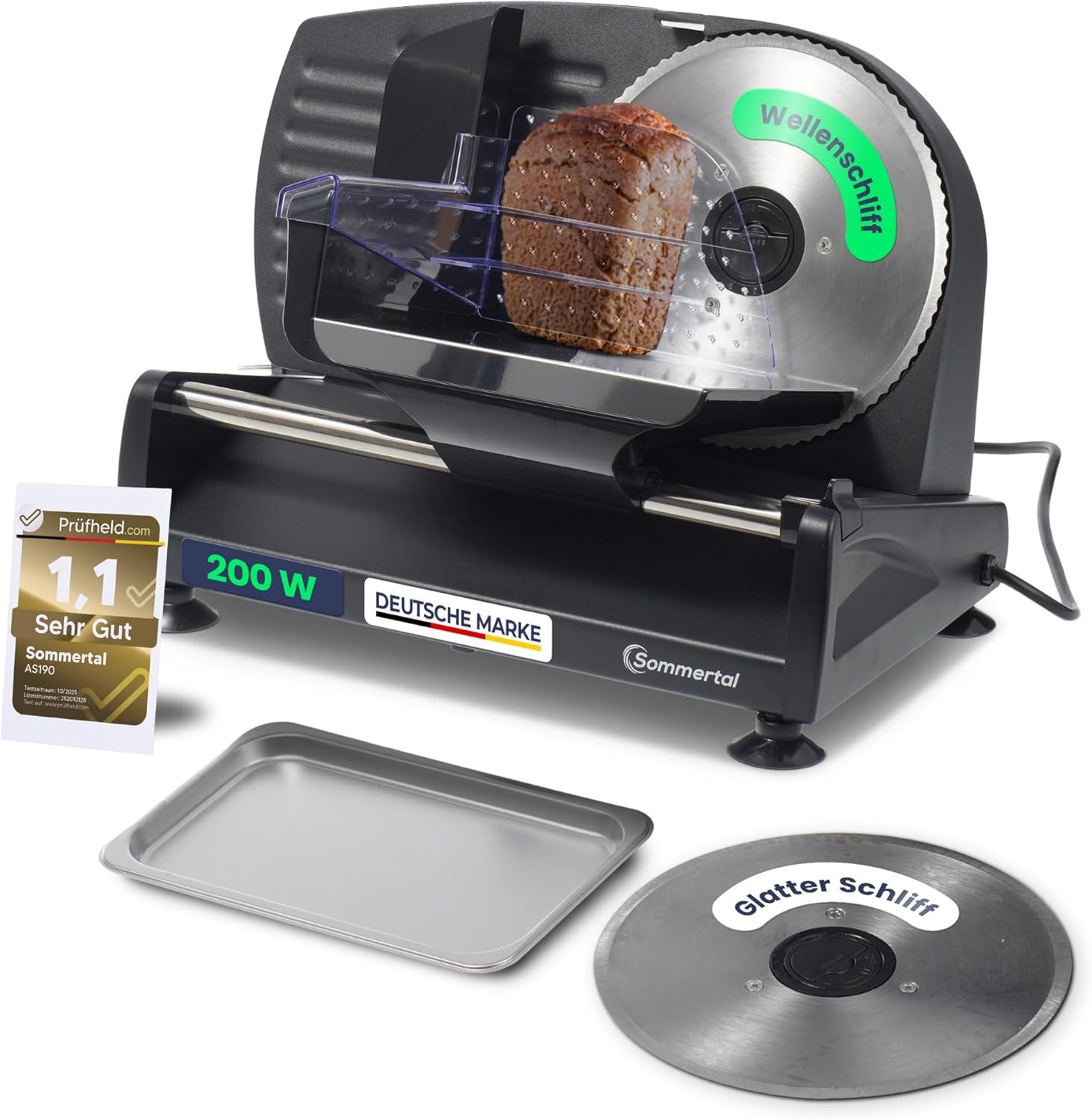 AS190 Dual 200 W Stainless Steel Knife with Serrated Edge and Smooth Edge, Space-Saving, Electric Cutting Machine, Bread Slicer, Professional Slicer, Modern 0-15 mm