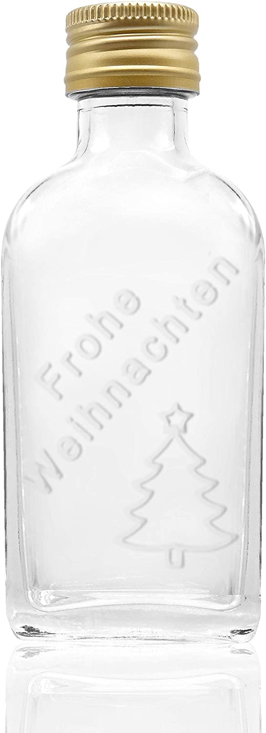 Stölzle Lausitz STÖLZLE OBERGLAS I Pack of 40 I Glass Bottles for Christmas I Liqueur Bottles Christmas Design 40 ml Filling Capacity I for Filling for Homemade I Bottle for Gift I Gift Idea