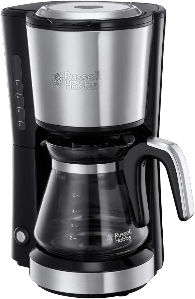 Russell Hobbs Mini Coffee Maker [Shower head for optimal extraction & aroma] Compact (max. 5 cups, 0.6l glass carafe, incl. permanent filter, warming plate) compact filter coffee maker small 24210-56