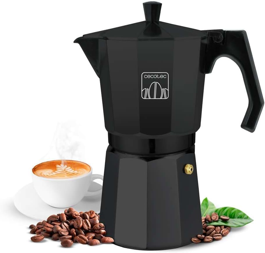 Cecotec Italian coffee cooker Cumbia Mokclassic 300 Black, 150 ml, aluminum, capacity 3 cups of coffee, suitable for different types of hobs and easy to clean, dishwasher