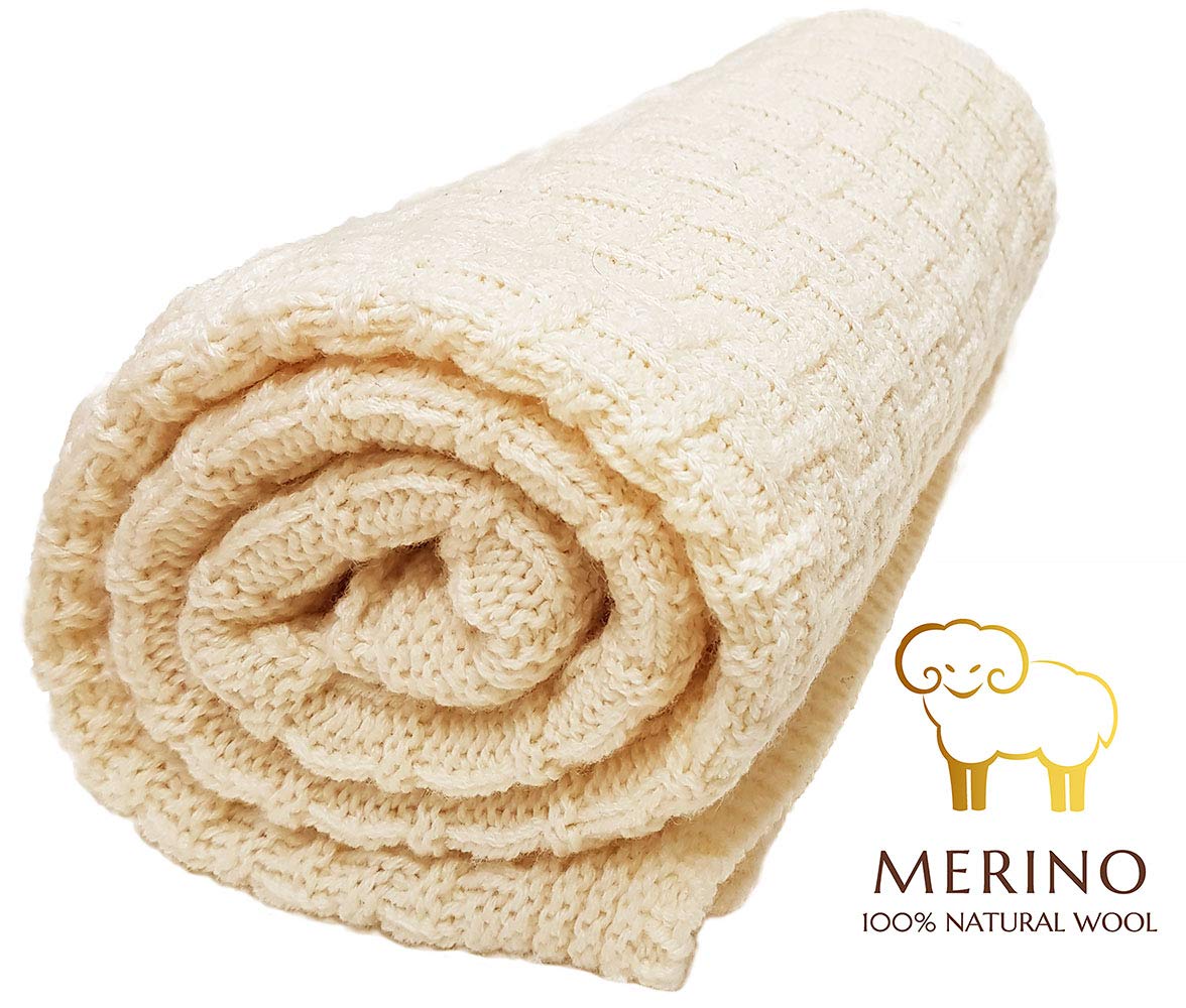 Wallaboo Eden Baby Blanket 100% Pure Merino Wool 70x90 cm Soft Baby Blanket