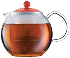 Bodum Assam A1830-XYB-Y16-2 Tea Maker Borosilicate Glass with Plastic Lid and Plastic Strainer Red 1.0 L