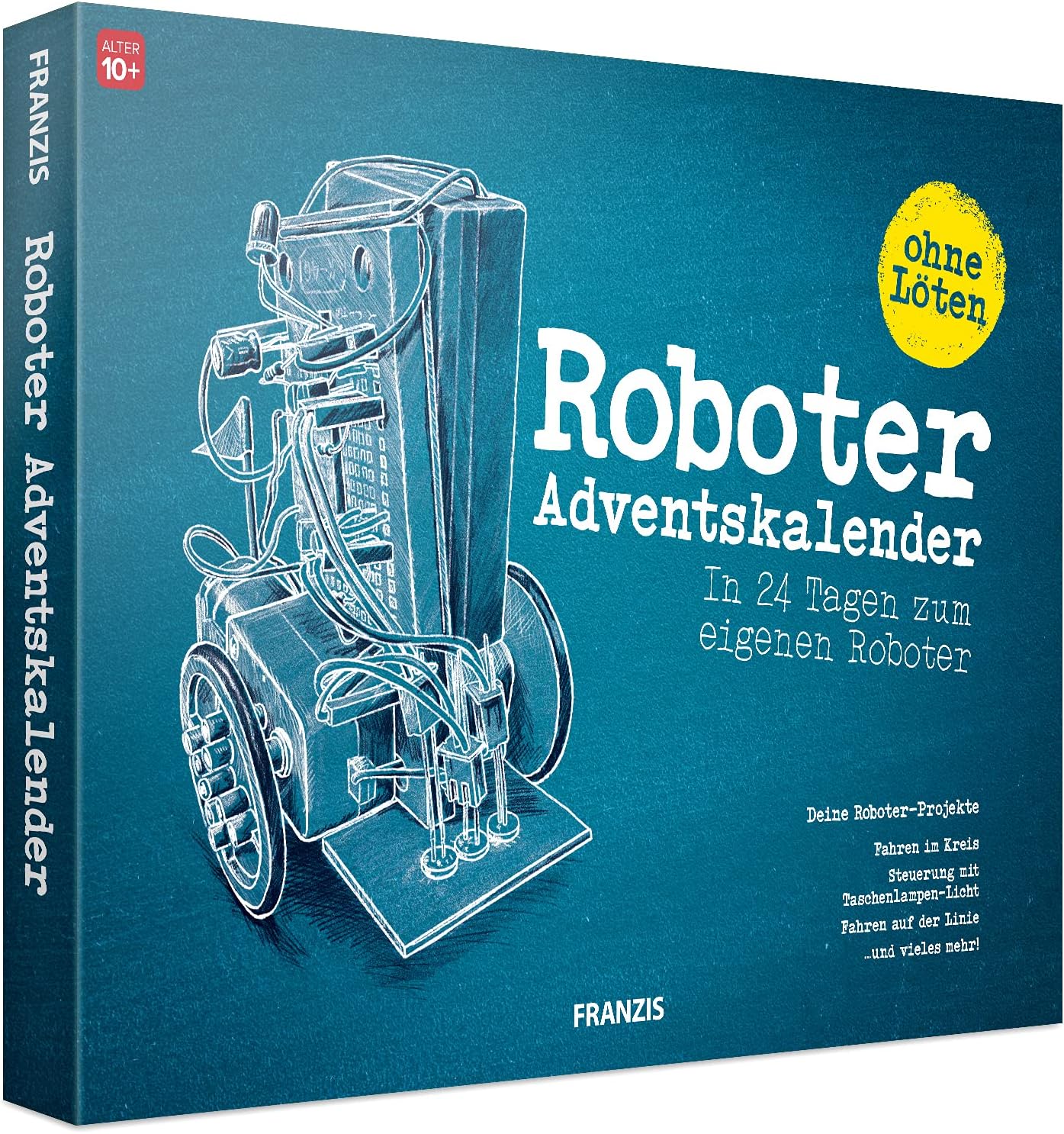 FRANZIS 67161 Robot Advent Calendar in 24 Days for Your Own Mobile Robot without Soldering, for Children from 10 Years