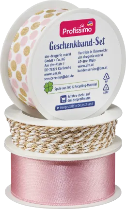 Profissimo gift ribbon set "rose/white-gold, 11 m