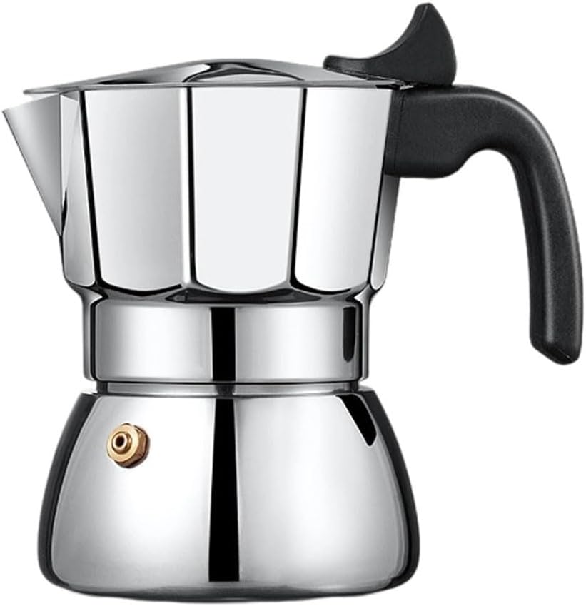 Stainless Steel Octagonal Design Espresso Maker with Even Heat Distribution for Gas and Induction Hob, Camping, Coffee (150ml)