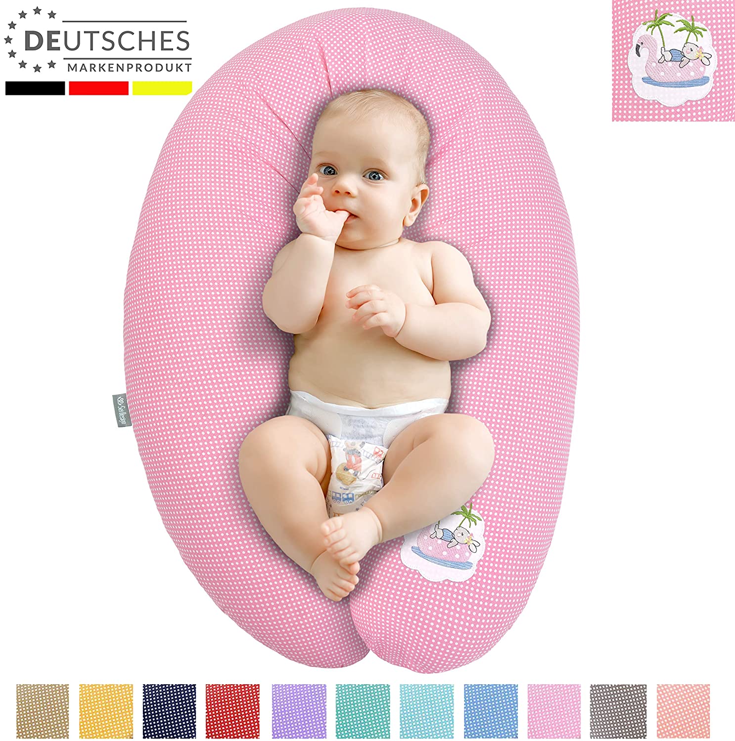 sei Design XXL Nursing Pillow 170 x 30 cm Oeko-Tex Ergonomic Pregnancy Pillow Positioning Pillow Made in Germany EPS Micro Beads Filling, Cover 100% Cotton