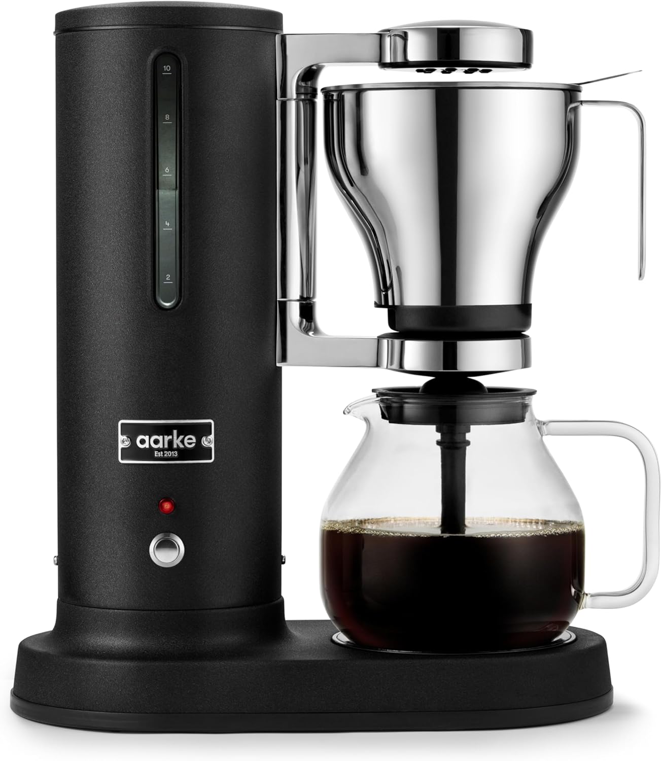 aarke Filter Coffee Machine – Electric Coffee Maker, Glass Carafe, Keep Warm Function, 10-Cup Capacity, 1.25L, Modern Design, Filter Coffee Maker, ECBC Certified. Matte Black