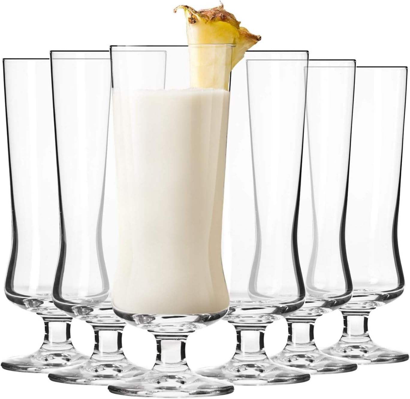 Krosno - Cocktail glasses, long drink glasses, set of 6, 300 ml, avant-garde collection - Pina Colada, milkshake glasses, beer, ice cream sundae, cocktail glass - dishwasher safe | lead-free crystal glass