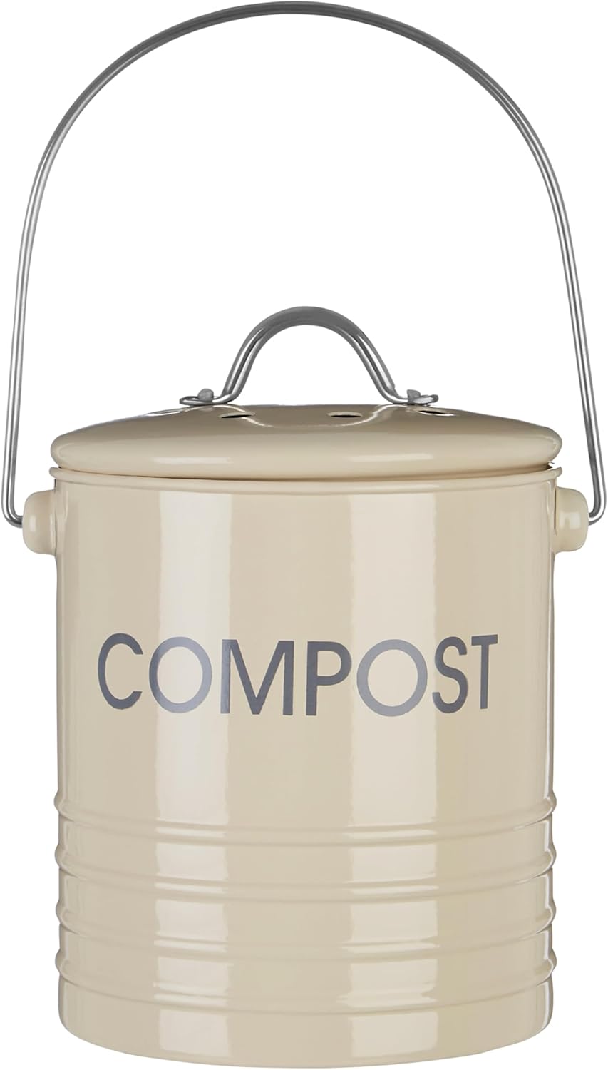 Premier Housewares Compost Bin with Handle, Cream
