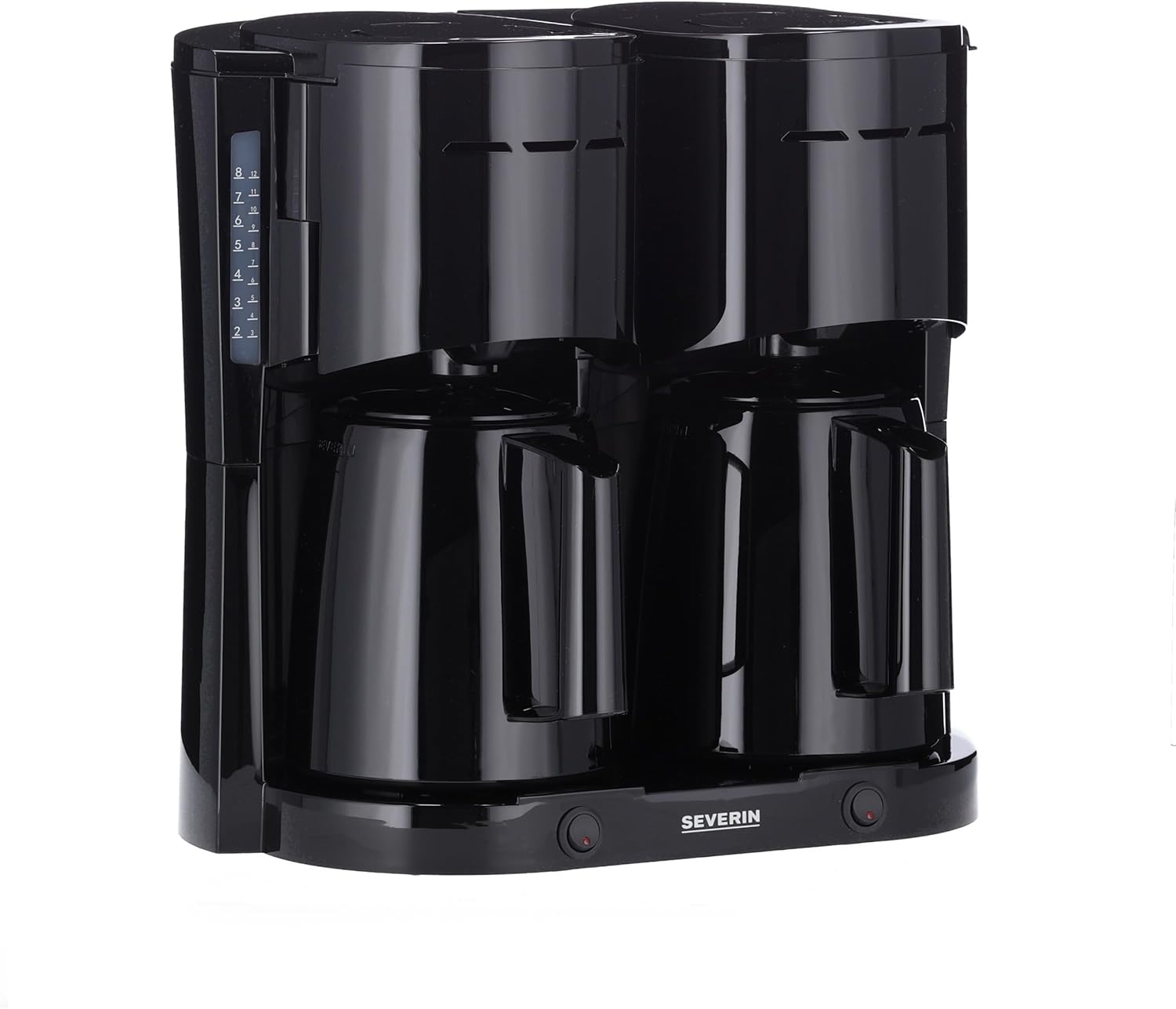 Severin KA 9315 Duo Filter Coffee Machine with Thermal Jug, Coffee Machine for up to 16 Cups, Attractive Filter Machine with 2 Insulated Jugs, Black