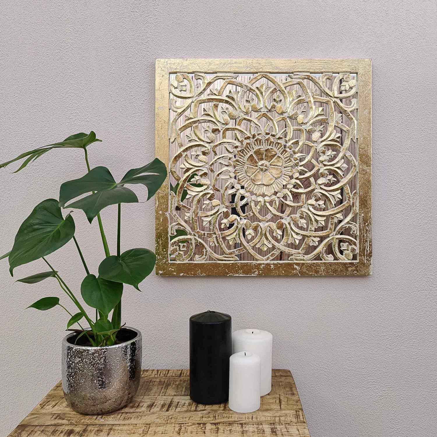 DARO DEKO Daro Decoration Wood Wall Picture Ornaments Square Light White-Black-Gray 9